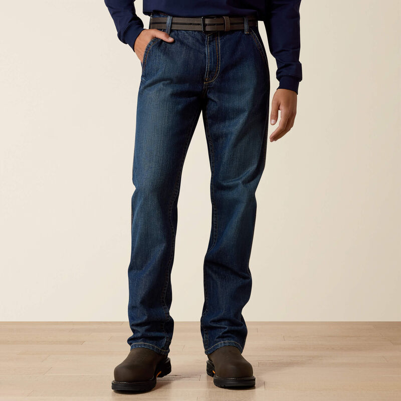 ARIAT - Mens FR M4 Workhorse - Carpentar Style - Bootcut - Low Rise Jeans - Flint Wash - Becker Safety and Supply
