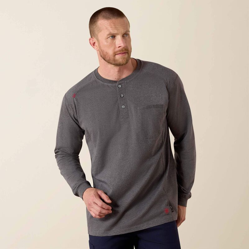 ARIAT - Camiseta henley FR Air, Silver Fox Heather