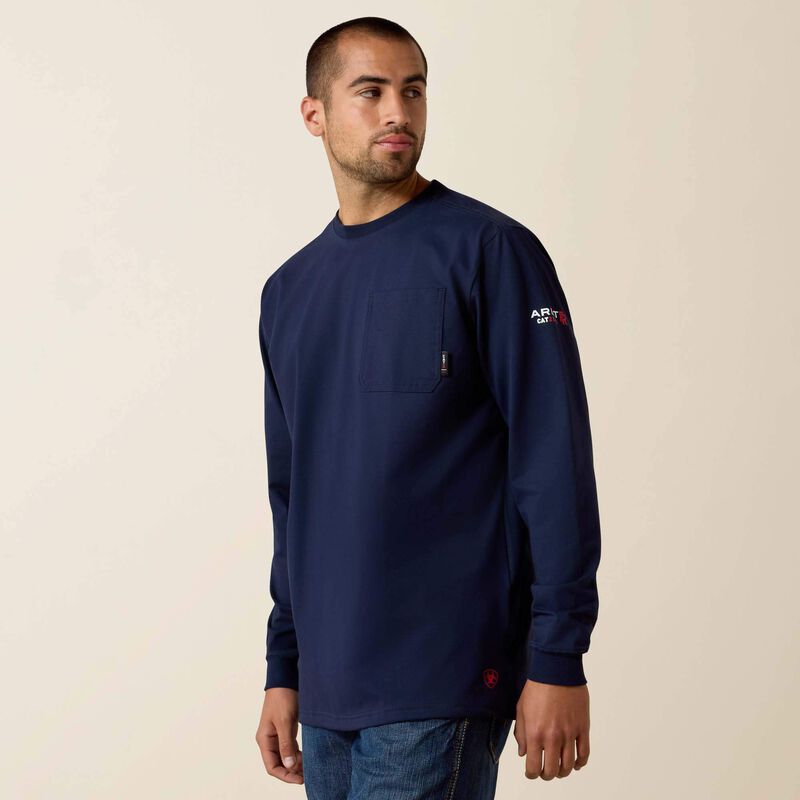 ARIAT - FR Stretch Logo T-Shirt, NAVY/USA - Becker Safety and Supply