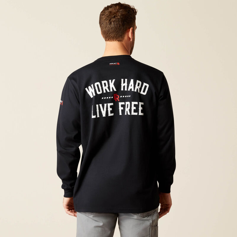 ARIAT - FR Work Hard Live Free T-Shirt, Black - Becker Safety and Supply