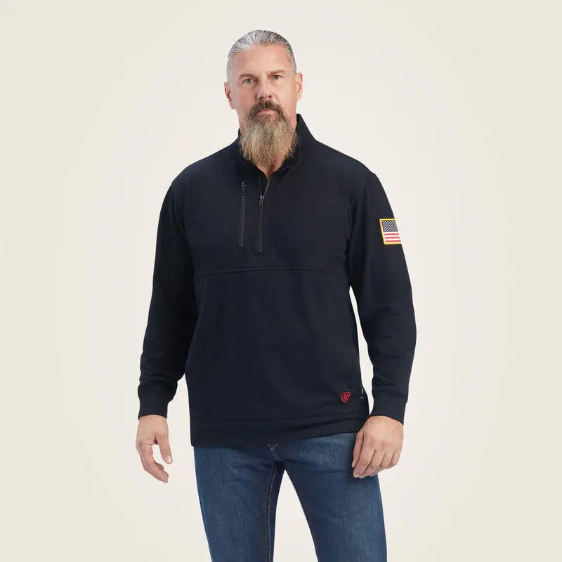 ARIAT - FR Durastrech Fleece 1/2 Zip Job Shirt - BLACK Becker Safety and Supply