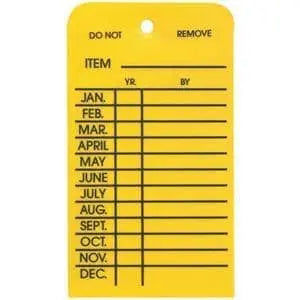 INSPECTION TAG - (One Year Only) - 2 1/2" x 4 1/8" - Plastic - Yellow - Becker Safety and Supply