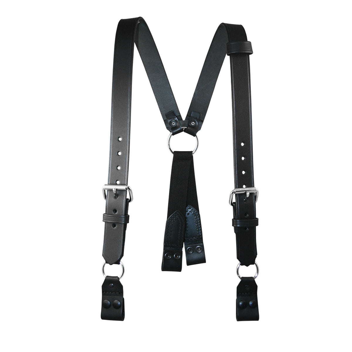 Boston Leather Firefighter Suspenders, Black w/Loop Snap - Becker Safety and Supply