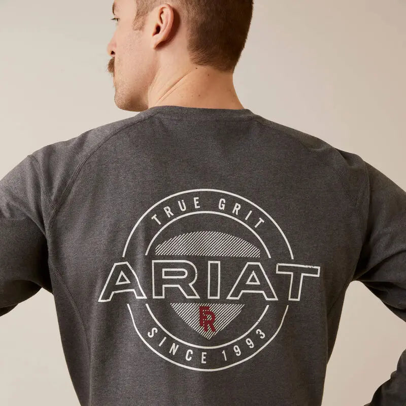 ARIAT - FR Air True Grit T-Shirt,Charcoal Heather Becker Safety and Supply