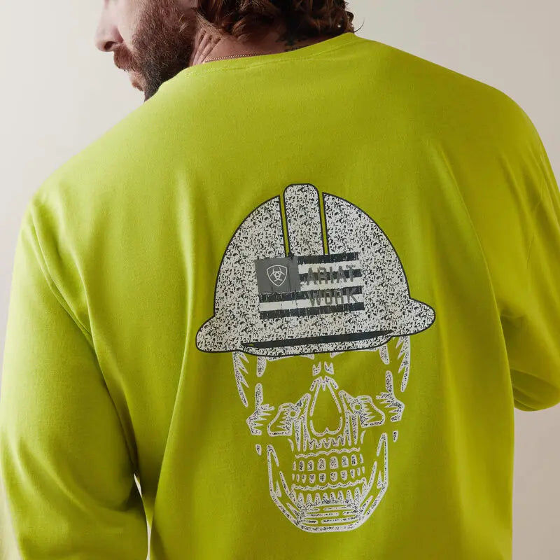 ARIAT-FR Roughneck Skull Logo T-Shirt, Bright Lime Becker Safety and Supply