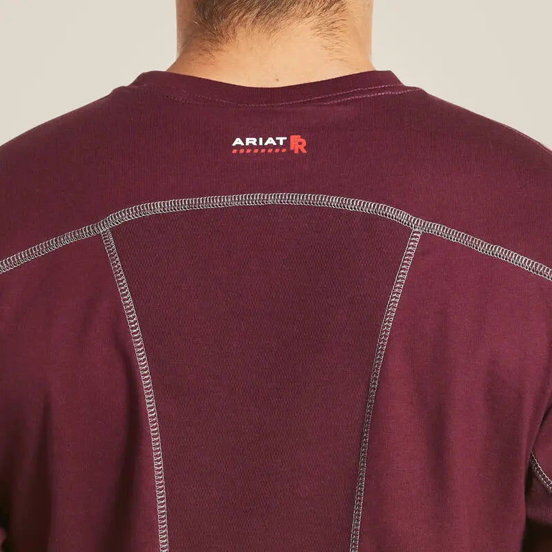 ARIAT - MNS FR - AC - Long Sleeve CREW T-Shirt - 7.2oz - Malbec (Dark Red) Becker Safety and Supply