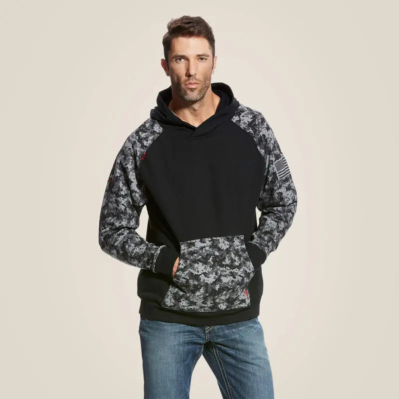 ARIAT - MNS FR Patriot Hoodie - Black Digi Camo Becker Safety and Supply