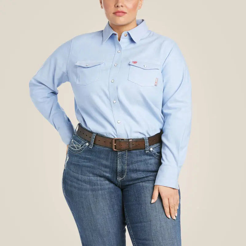 ARIAT WOMENS FR SOLID DURASTRETCH SNAP WORK SHIRT Becker Safety and Supply