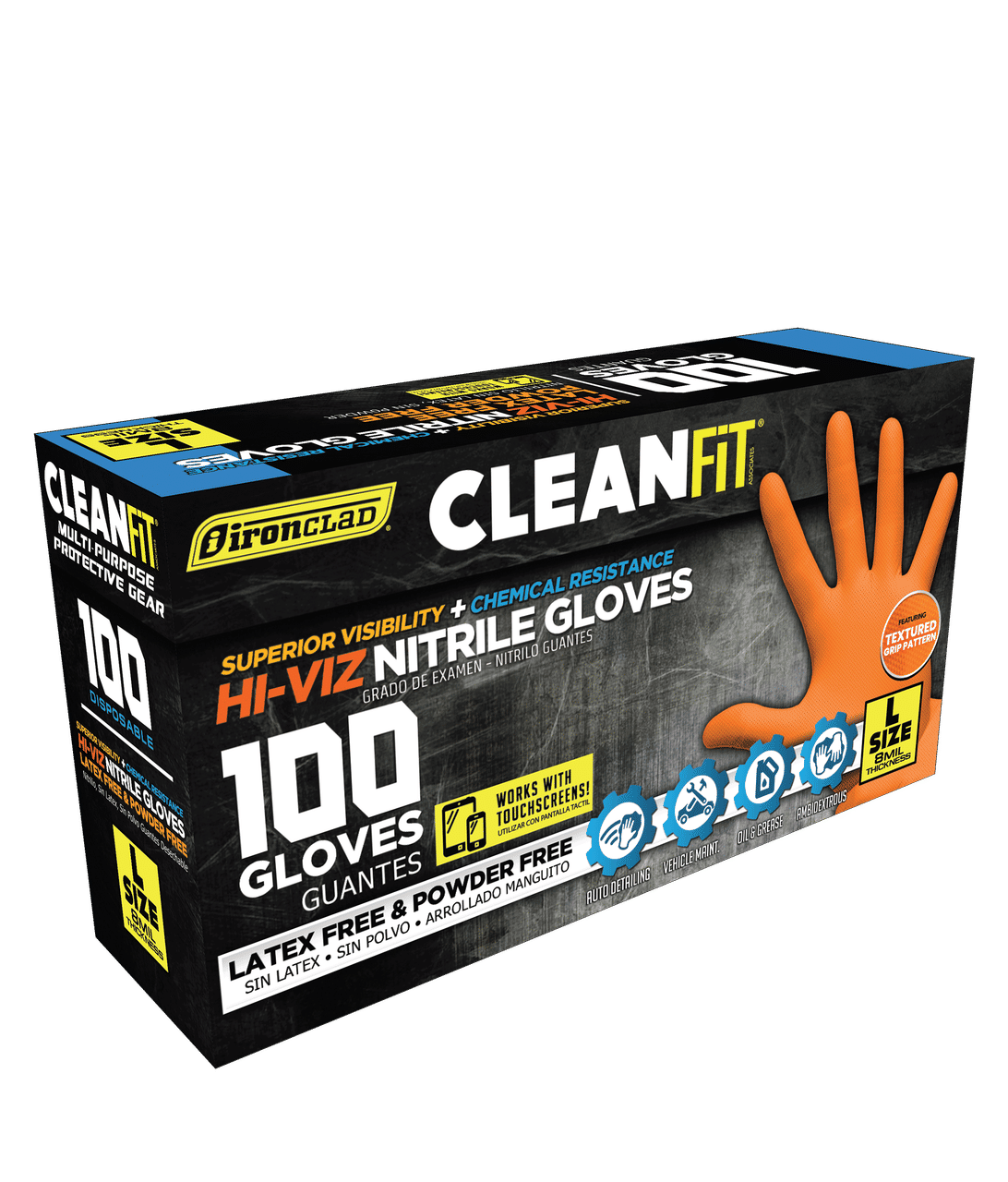 IRONCLAD - CLEANFIT® 8MIL ORANGE (100 PACK)