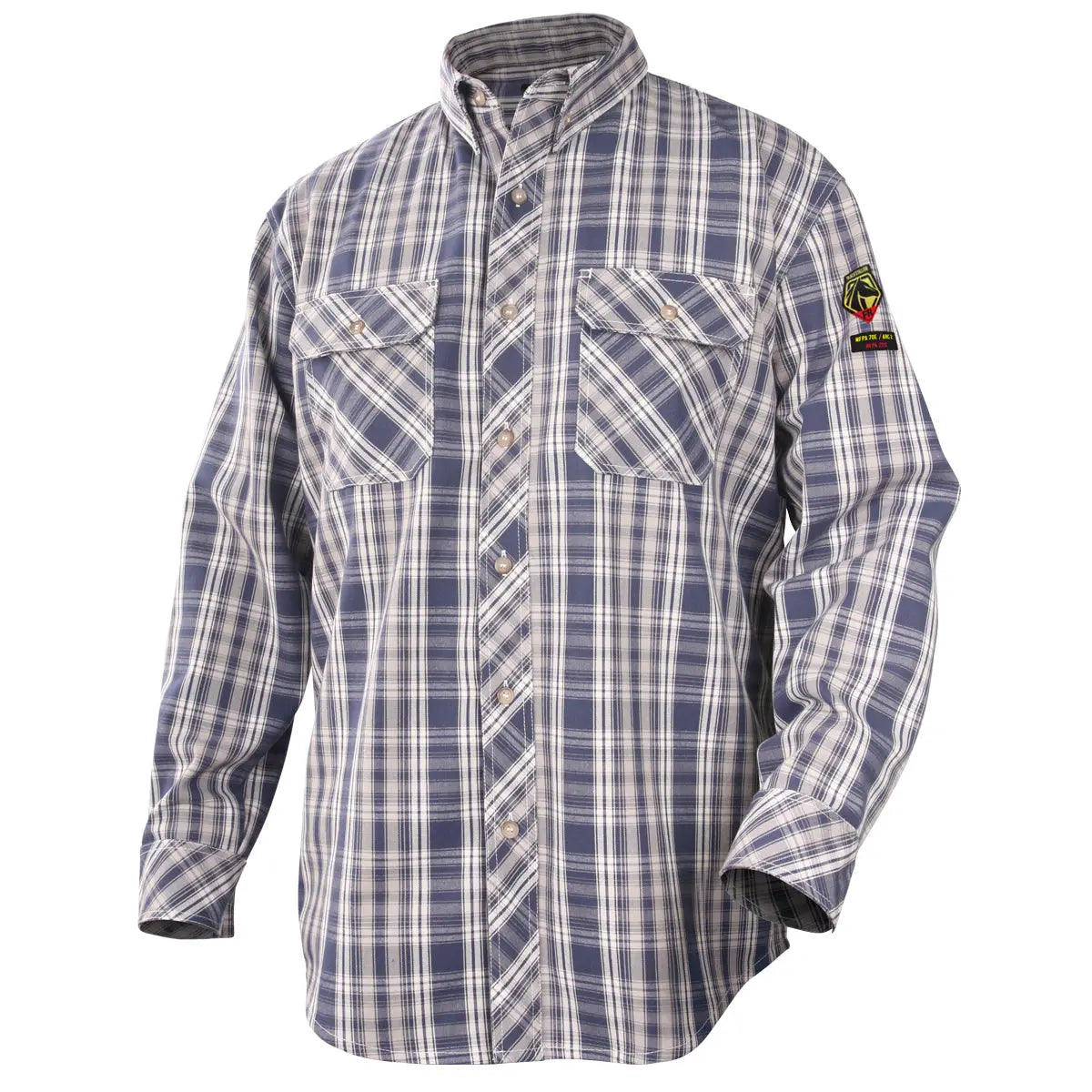 BLACK STALLION - AR/FR 7oz Cotton Work Shirt, Blue Plaid Becker Safety and Supply