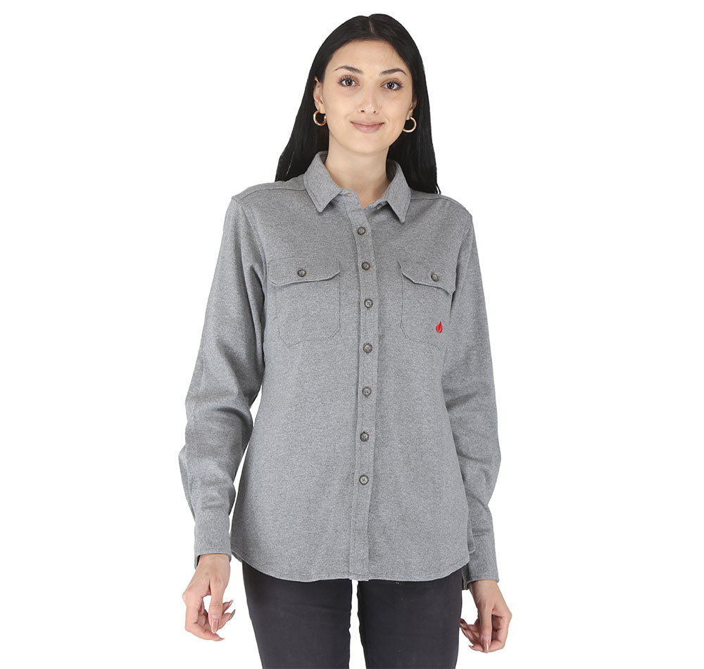 Forge -FR Women'S Knitted Longsleev Shirt, Grey - Becker Safety and Supply