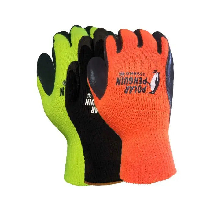 MAJESTIC - POLAR PENGUIN - Insulated Foam Latex Dipped Palm Winter/Freezer Heavyweight Black Knit TAGGED  Becker Safety and Supply