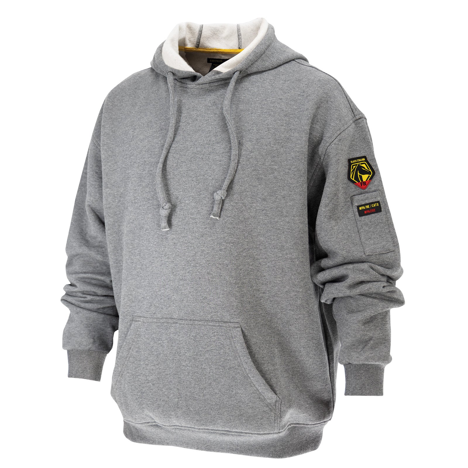 BLACK STALLION - 12 oz. AR/FR Cotton Pullover Hooded Sweatshirt, Grey - Becker Safety and Supply
