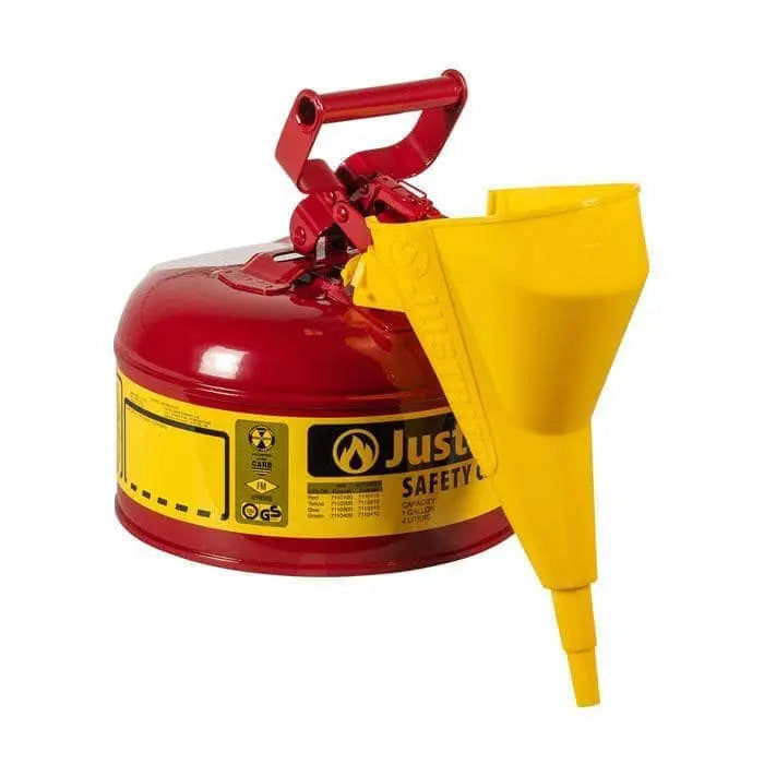 JUSTRITE - Funnel for steel Type I Safety Cans - Yellow - Becker Safety and Supply