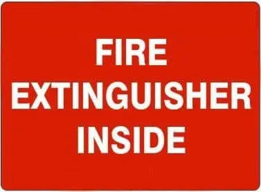 SIGN - "FIRE EXTINGUISHER INSIDE" 7x10 Vinyl, White Lettering on Red Background. - Becker Safety and Supply