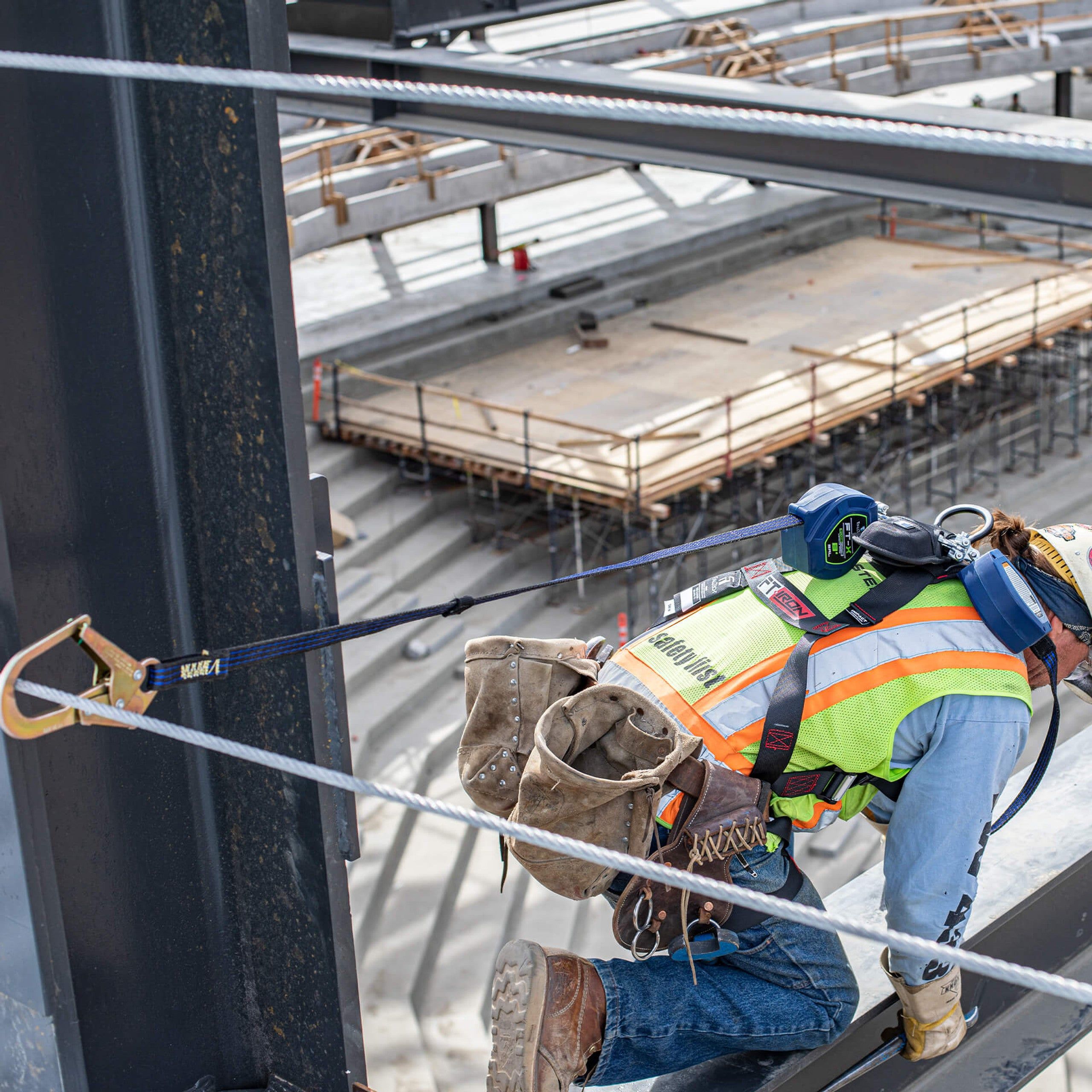 FallTech - 8 FT-X EdgeCore Class 2 Leading Edge Personal SRL Twin-leg with Steel Mini Rebar Hooks - Becker Safety and Supply