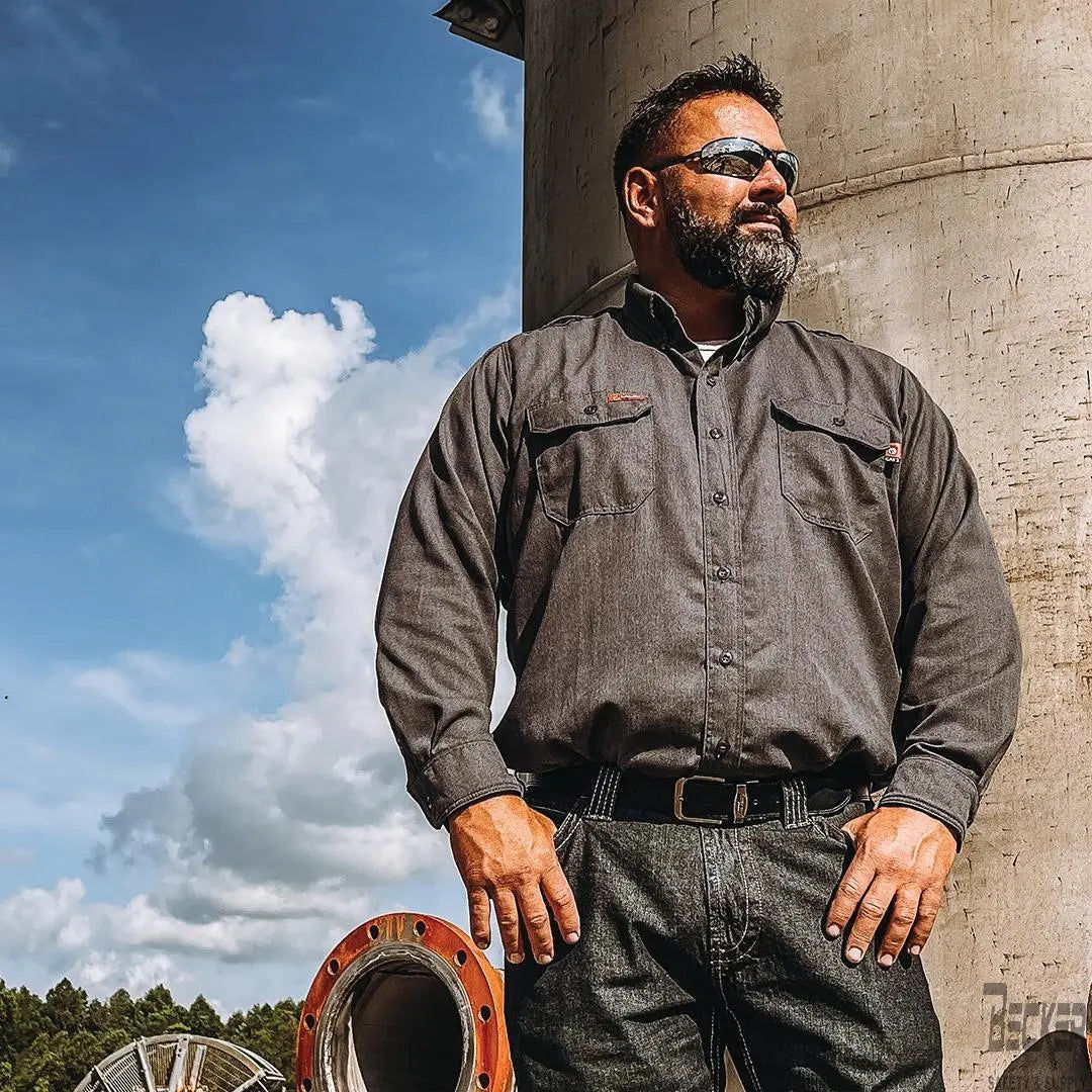 Camisa de uniforme ligera ignífuga Bulwark para hombre, color azul mar –  Basics Clothing Store, image size:1080x1080