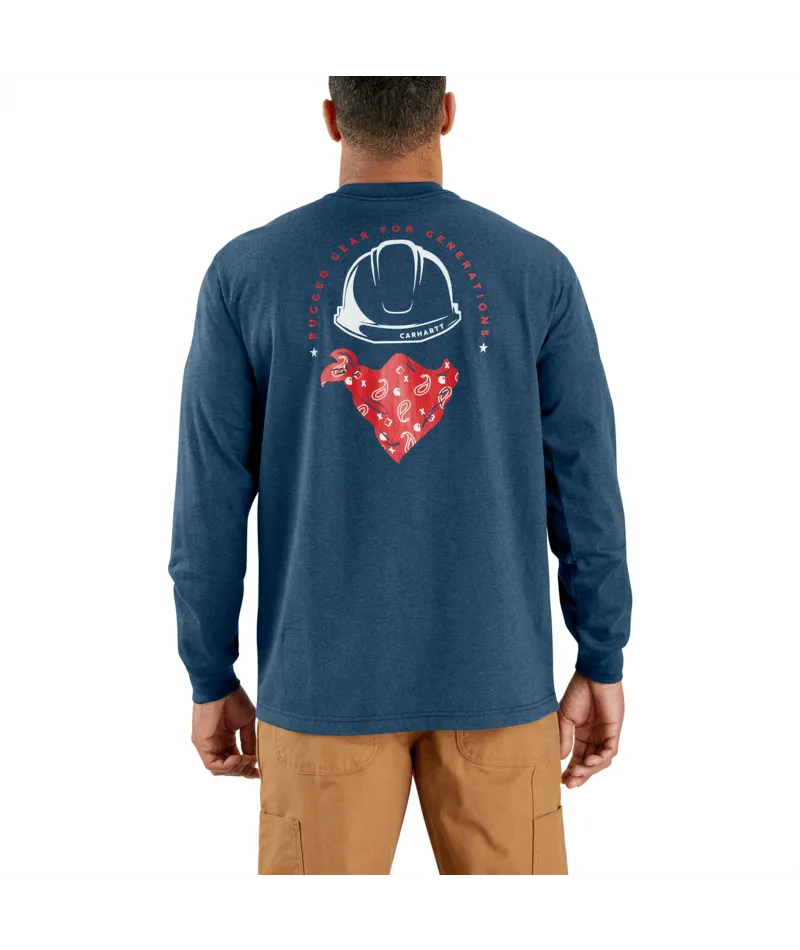 CARHARTT - Flame Resistant Force Loose Fit Lightweight Long-Sleeve Bandana Graphic T-Shirt, Blue - Becker Safety and Supply