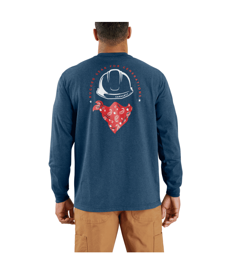 CARHARTT - Flame Resistant Force Loose Fit Lightweight Long-Sleeve Bandana Graphic T-Shirt, Blue - Becker Safety and Supply