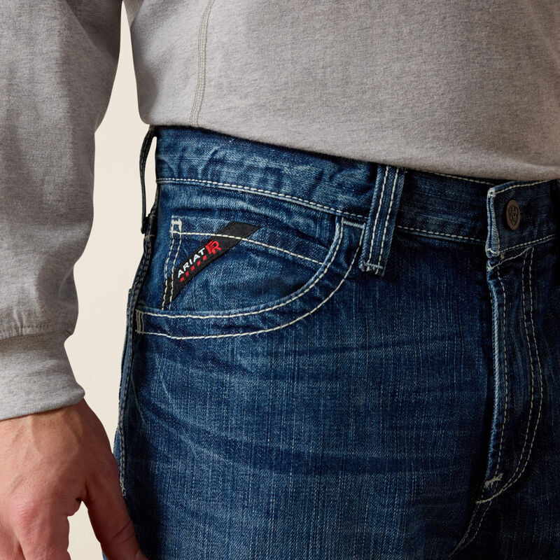 ARIAT - FR M4 Ridgeline - Glacier Wash - Boot Cut Jeans - Fashion Back Pocket - Low Rise - Relaxed Fit Waist Hip & Thigh - Becker Safety and Supply