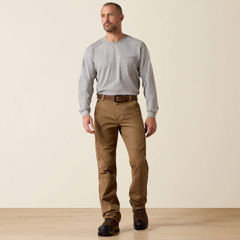 ARIAT - FR M5 Straight Stretch DuraLight Canvas Stackable Straight Leg Pant - Field Khaki - Becker Safety and Supply