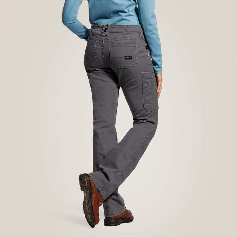 ARIAT - Women's, FR Stretch DuraLight Canvas Stackable Straight Leg Pant, Grey - Becker Safety and Supply