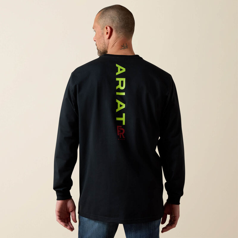 ARIAT - FR Stretch Logo T-Shirt, BLACK/LIME - Becker Safety and Supply