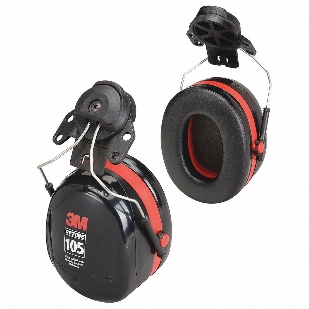 3M PELTOR Ear Muffs: Hard Hat-Mounted Earmuff, Passive, 27 dB NRR, Foam/Polyurethane/PVC, Black - Becker Safety and Supply