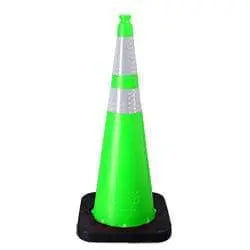 VIZCON - 36" Cone w/(1)6" & (1) 4" Reflective Collars - LIME - Becker Safety and Supply