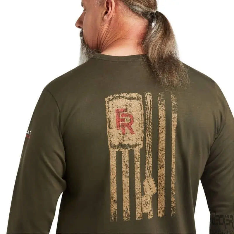 ARIAT - FR Dog Tags T-Shirt, SAGE - Becker Safety and Supply