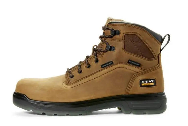 ARIAT - Turbo 6" Waterproof Carbon Toe Work Boot, Aged Bark - Becker Safety and Supply