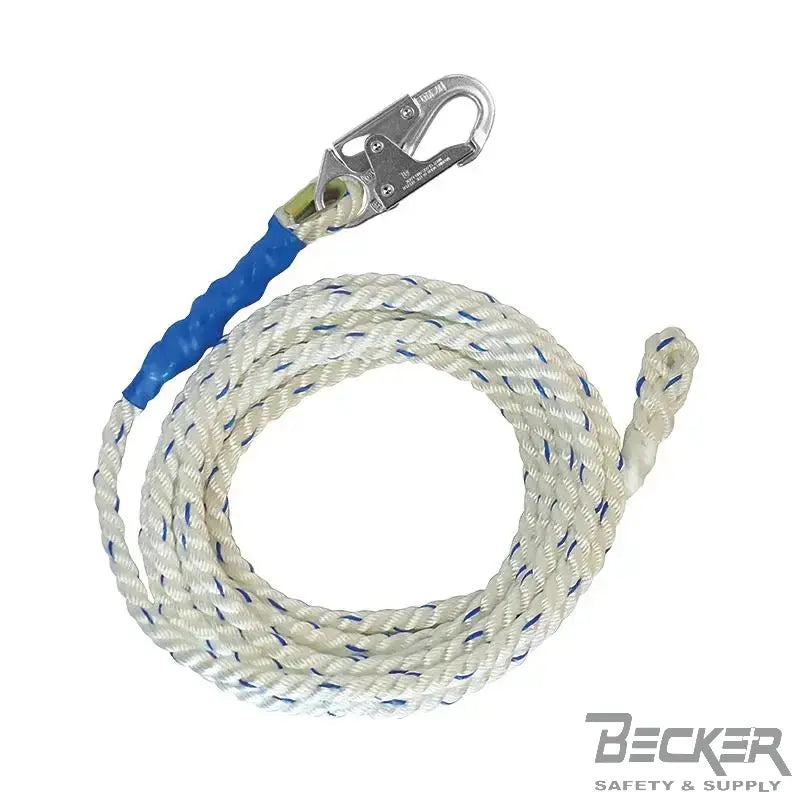 FALLTECH - Rope / Lifeline - 5/8" Premium Polyester Rope - Snap Hook/ Braid Rope - 150' Becker Safety and Supply