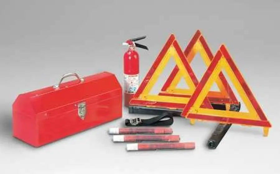 Cortina DOT Emergency Fleet Kit -   (3) Triangles, 1() 2.5 lb. fire extinguisher, (3) 20-min. fuses in Metal Case - Becker Safety and Supply