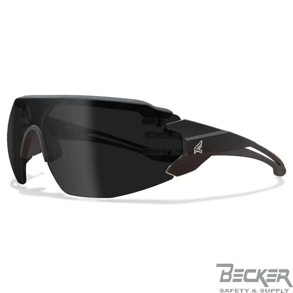 EDGE - Taven - Black Frame with Gray TPR / Vapor Shield Smoke Lenses Becker Safety and Supply
