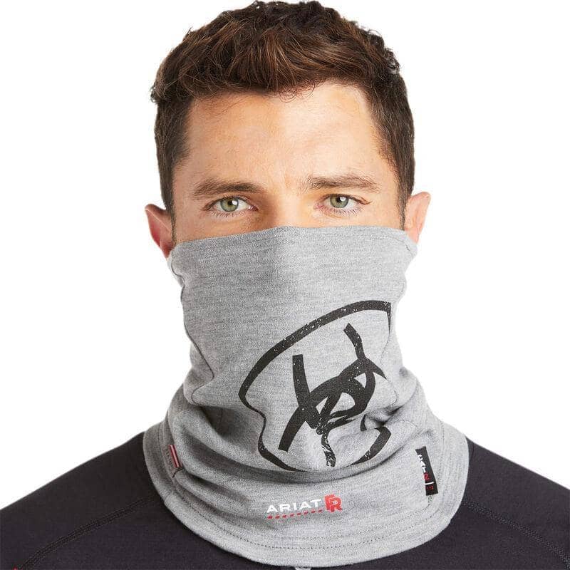 ARIAT - FR Polartec Neck/Face Logo Gaiter Heather Grey - Becker Safety and Supply