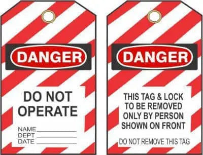 SAFEHOUSE SIGNS - DANGER - DO NOT OPERATE - EQUIPMENT LOCK-OUT (25/pk w/ Grommet) - Becker Safety and Supply