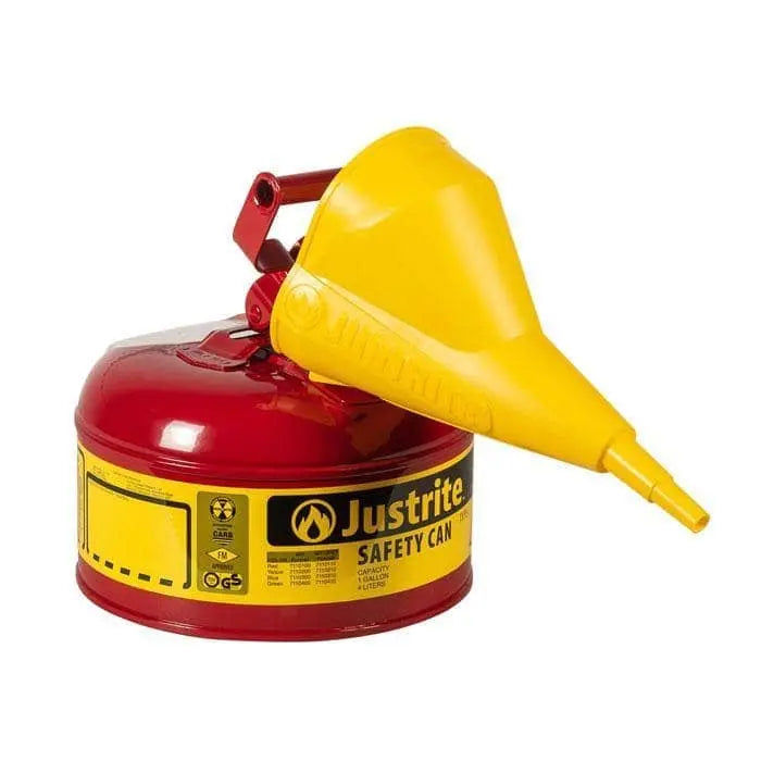 JUSTRITE - Funnel for steel Type I Safety Cans - Yellow - Becker Safety and Supply