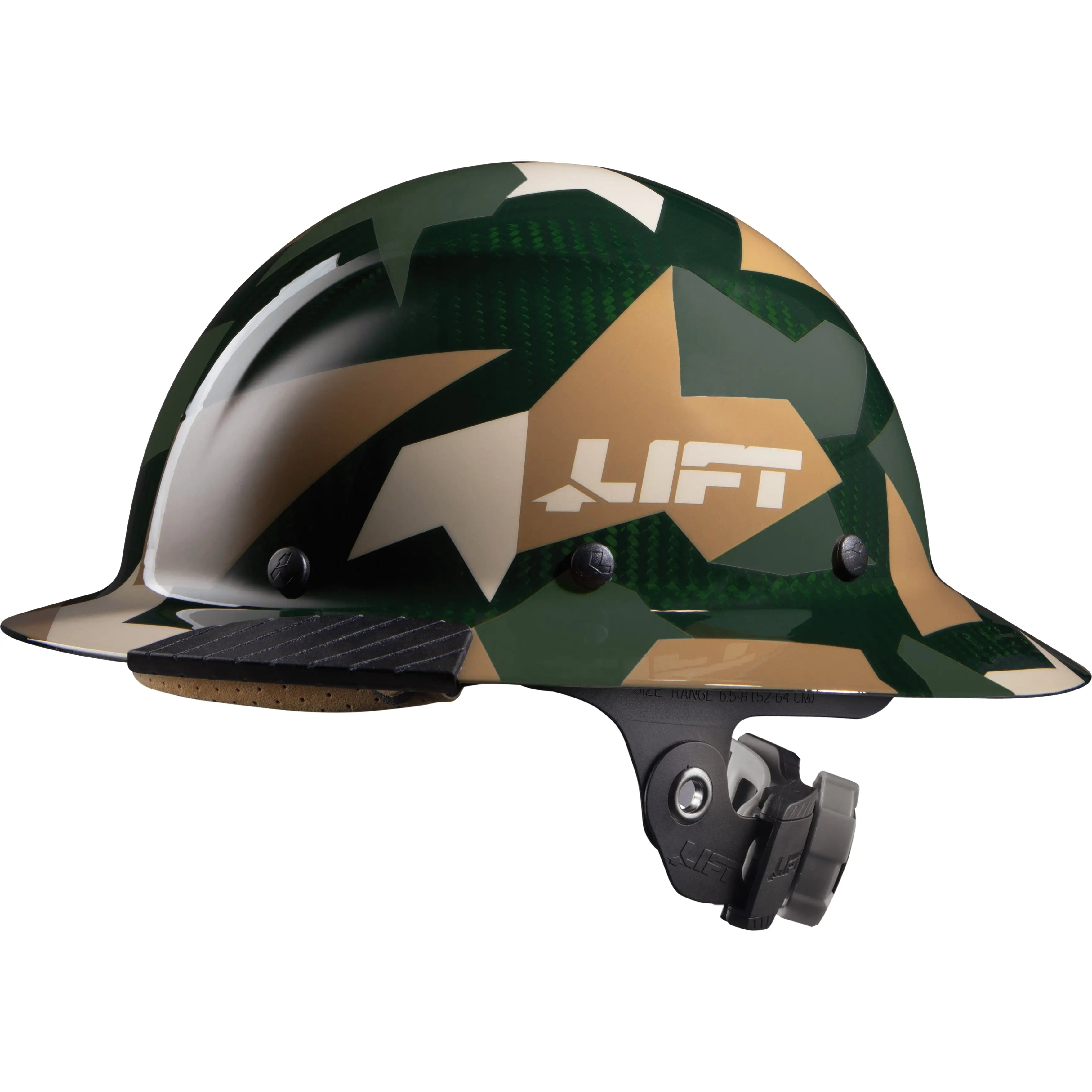 LIFT - DAX Carbon Fiber Hard Hat - Full Brim - Type 1, Class C, Jungle Camo Gloss - Becker Safety and Supply