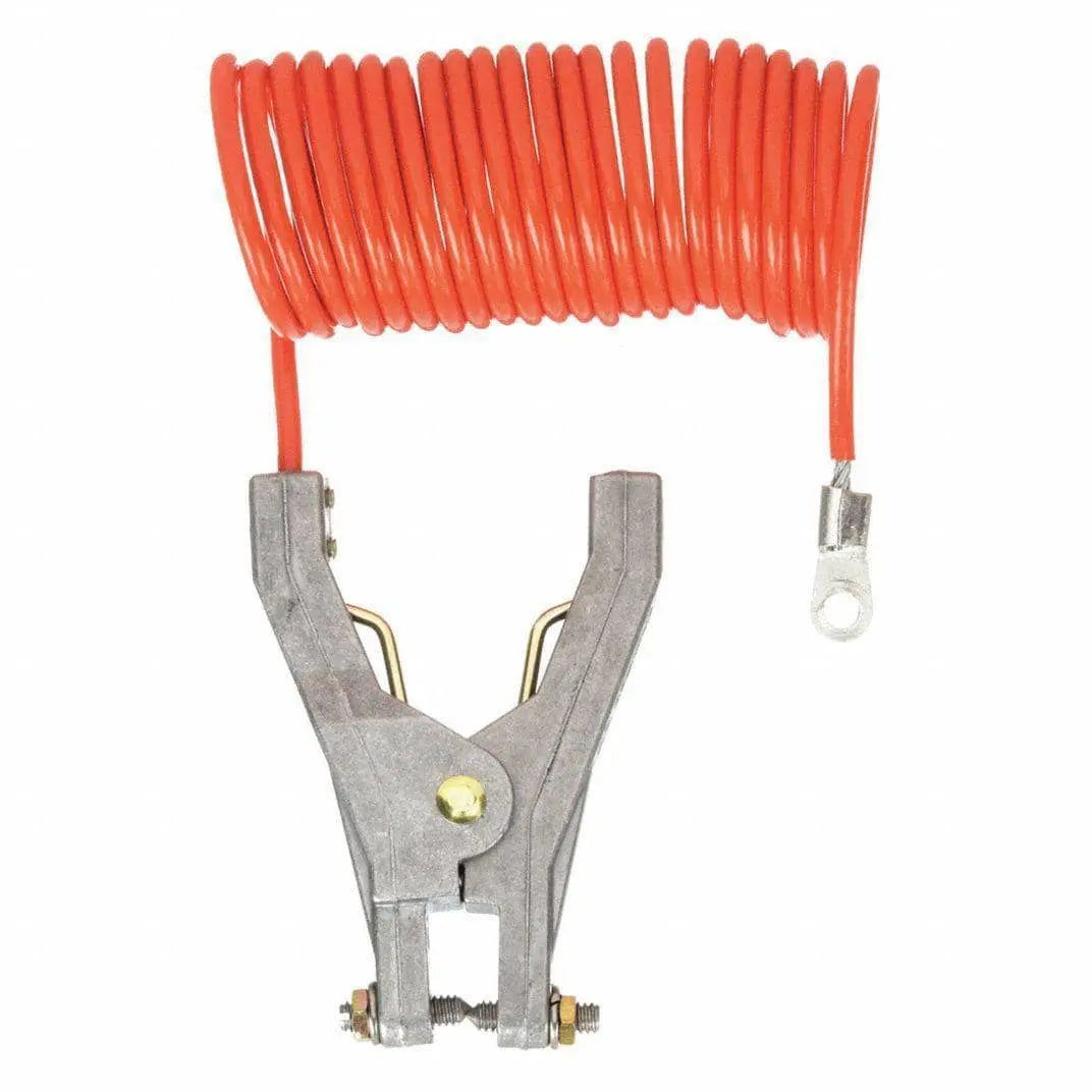 SRB - 10' Coiled Grounding Cable (w/ REB Clamp) - Becker Safety and