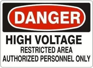 Sign-"DANGER-HIGH VOLTAGE AREA AUTHORIZED PERSONNEL ONLY" Aluminum Sign, 10"x14" - Becker Safety and Supply