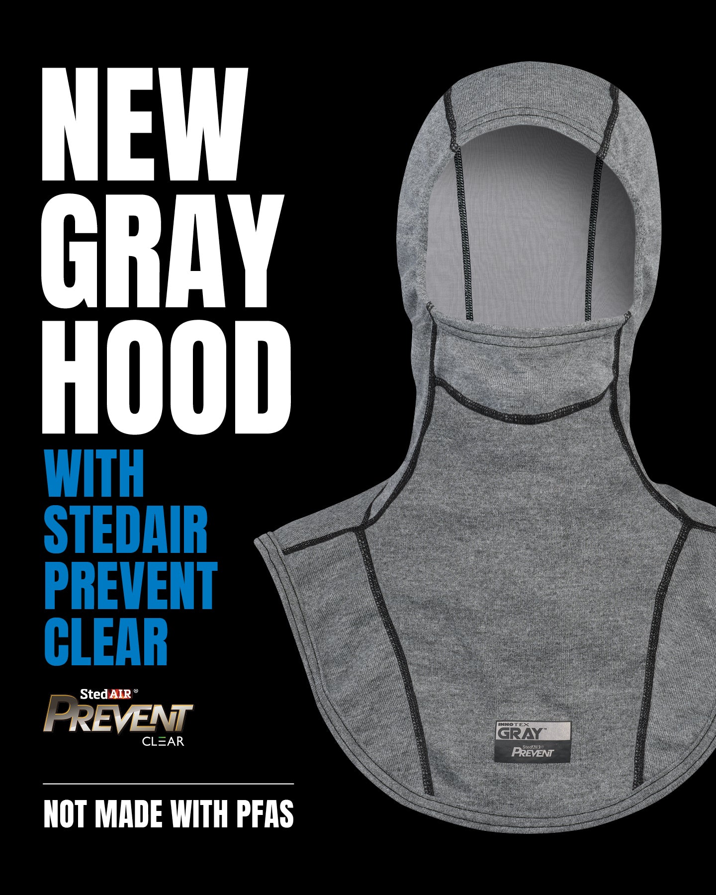 INNOTEX Prevent Clear Hood in gray shown on a black background.