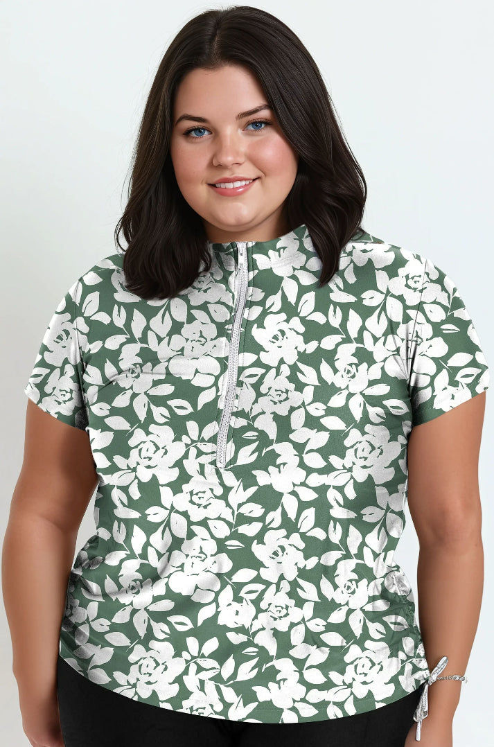 Half-Zip Adele Swim Top | Plus Size