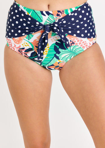 Tropical Views/Navy Polka Dot