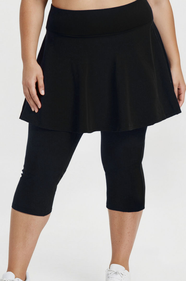 Flared Swim Skort With Capri Leggings | Plus Size