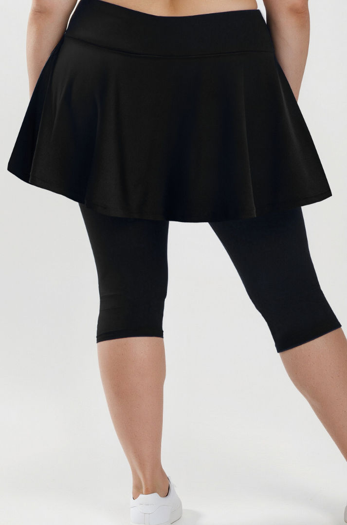 Flared Swim Skort With Capri Leggings | Plus Size
