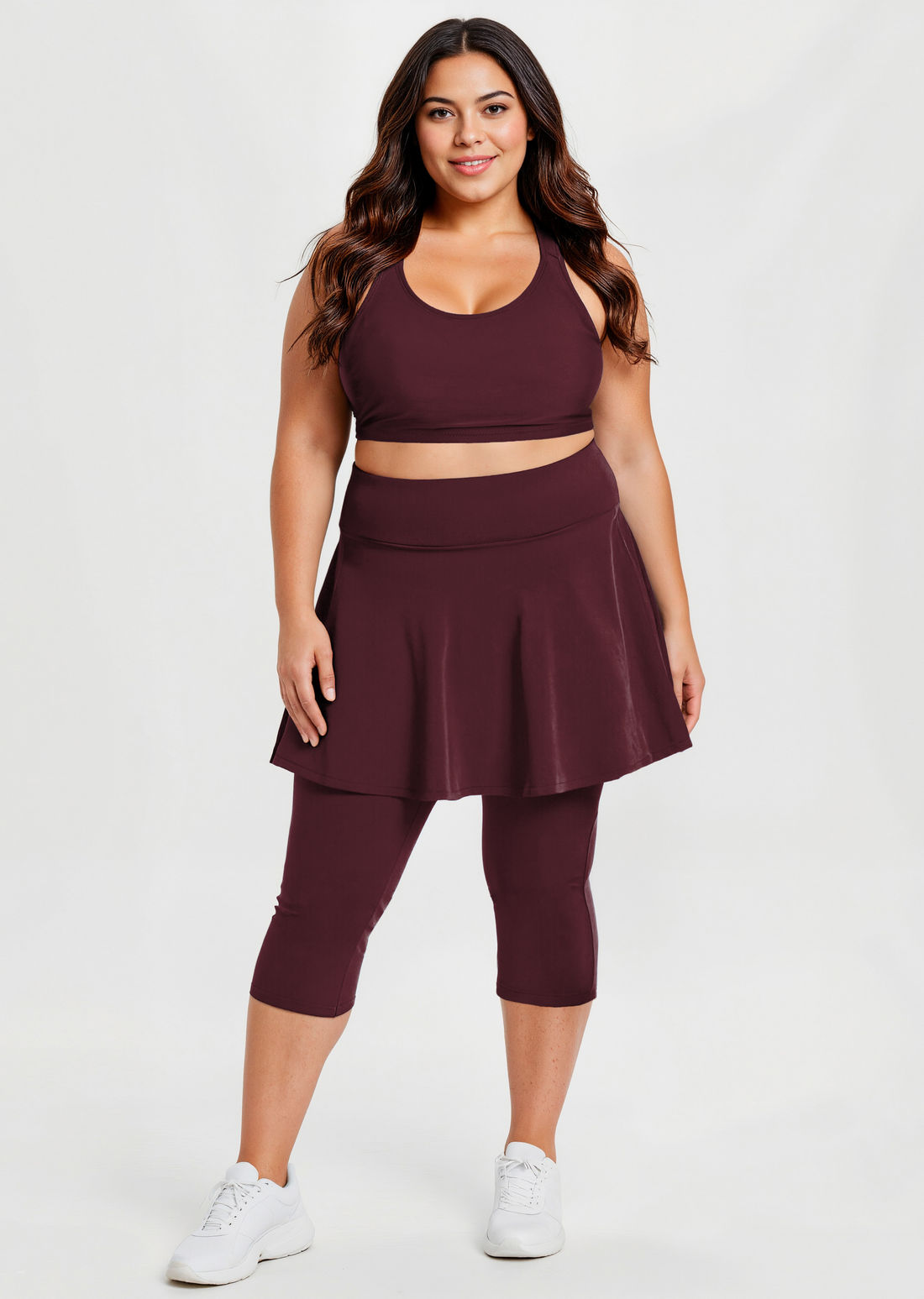 Flared Swim Skort With Capri Leggings | Plus Size