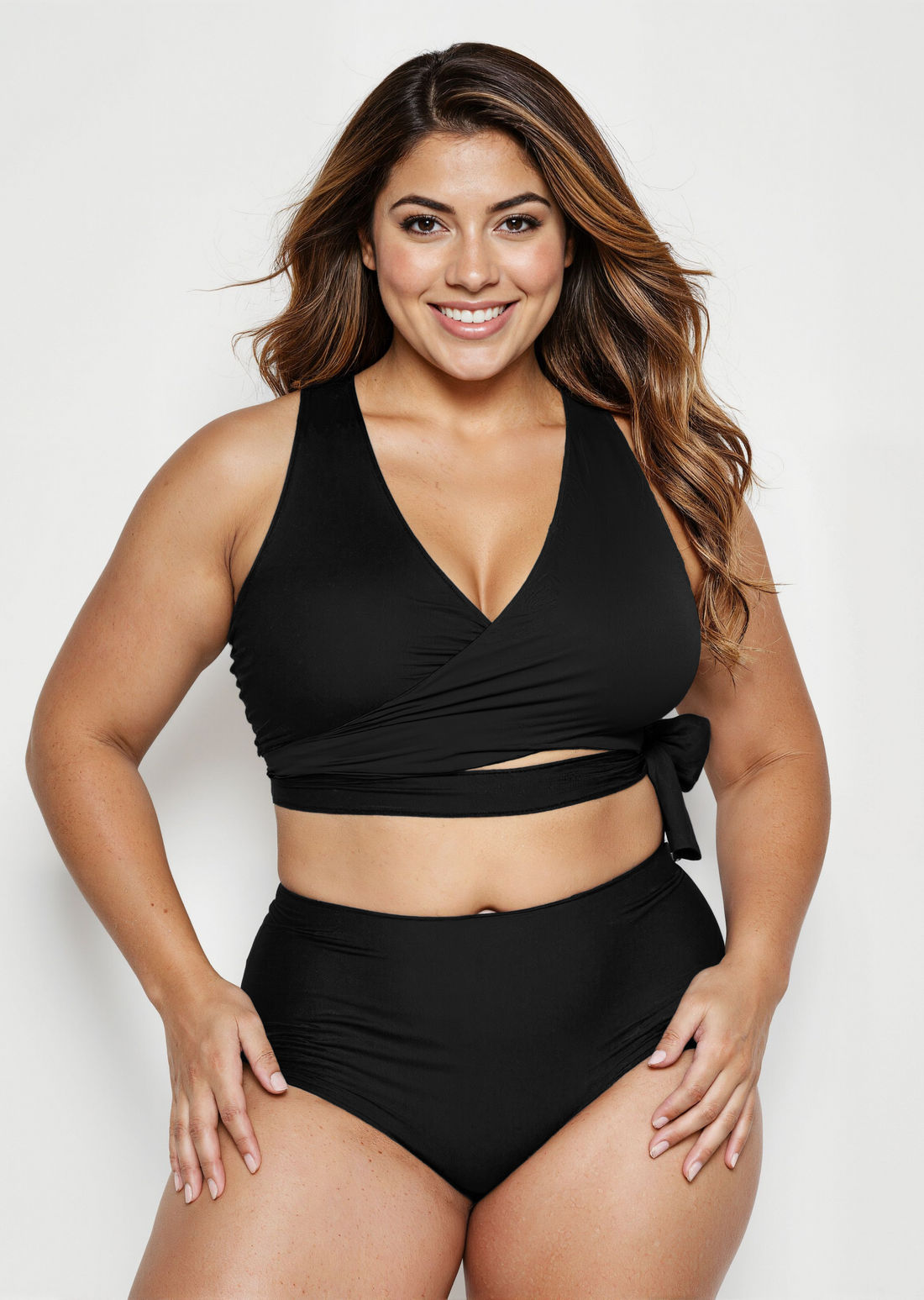 Emery 2 Piece Swim Set - Wrap Swim Top & Bikini Bottom | Plus Size