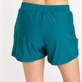 Back view of a woman wearing dark jade Classic Fit Swim Shorts With Panty | Final Sale, featuring a size-inclusive, modest and supportive design for a comfortable fit. Swimwear designed for every body.