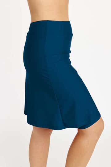 Knee Length Swim Skort With Bike Shorts