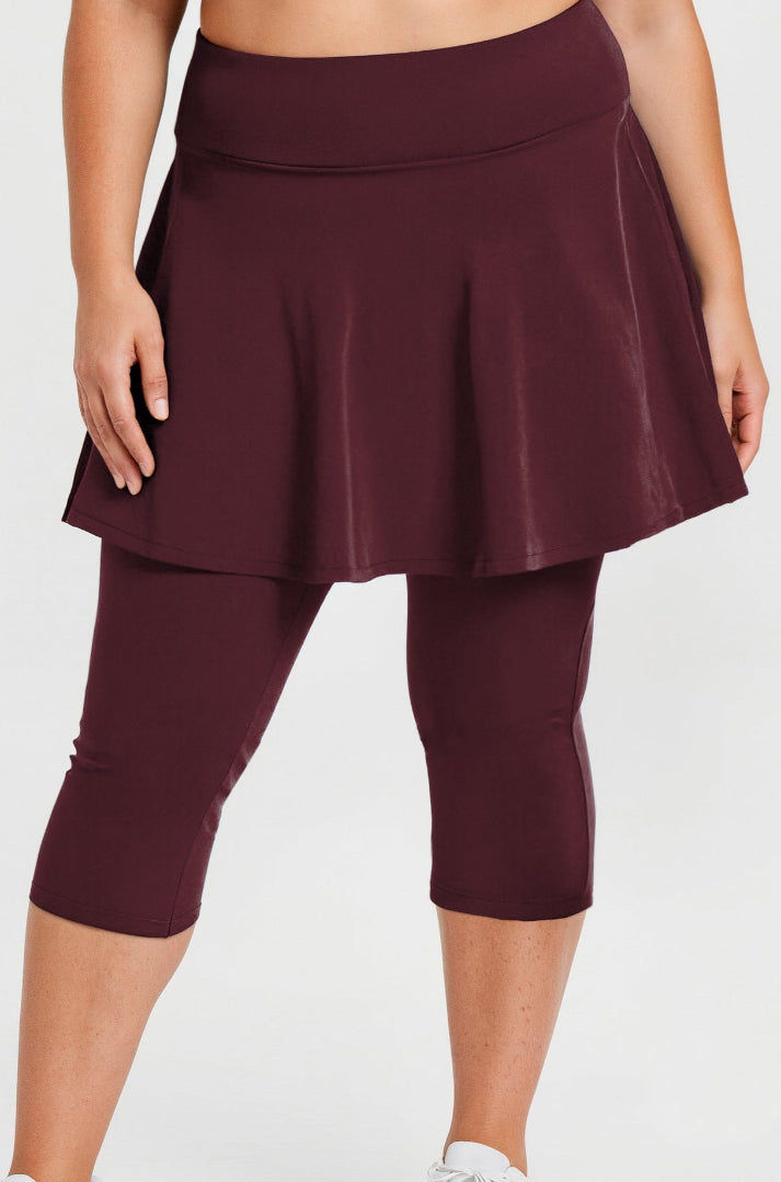 Flared Swim Skort With Capri Leggings | Plus Size